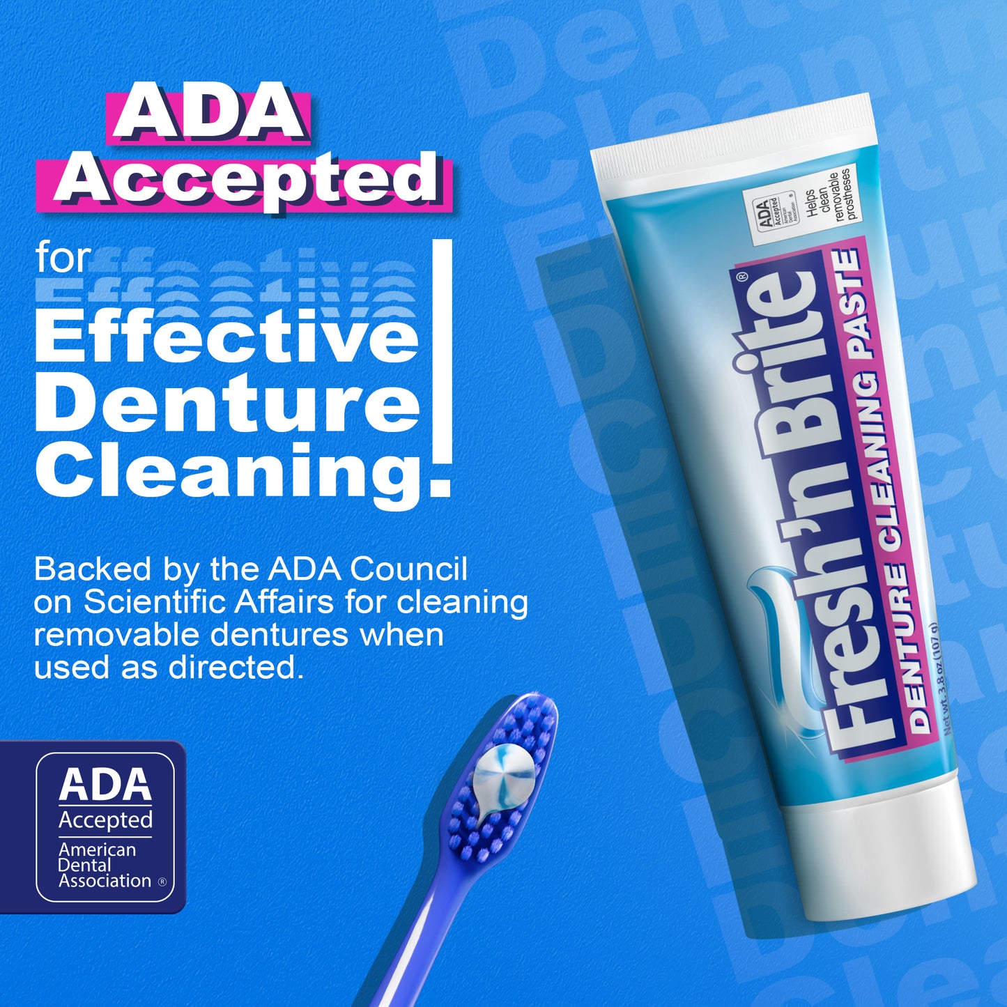 Fresh 'n Brite Denture Cleaner Paste, ADA Accepted Dual Action Formula for Fresh Breath