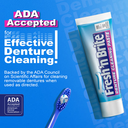 Fresh 'n Brite Denture Cleaner Paste, ADA Accepted Dual Action Formula for Fresh Breath