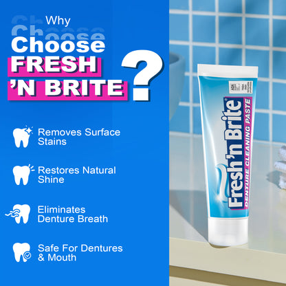 Fresh 'n Brite Denture Cleaner Paste, ADA Accepted Dual Action Formula for Fresh Breath