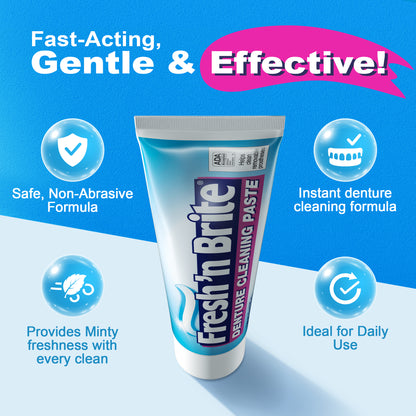 Fresh 'n Brite Denture Cleaner Paste, ADA Accepted Dual Action Formula for Fresh Breath