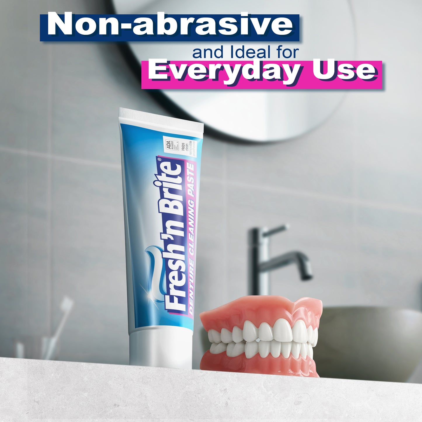 Fresh 'n Brite Denture Cleaner Paste, ADA Accepted Dual Action Formula for Fresh Breath