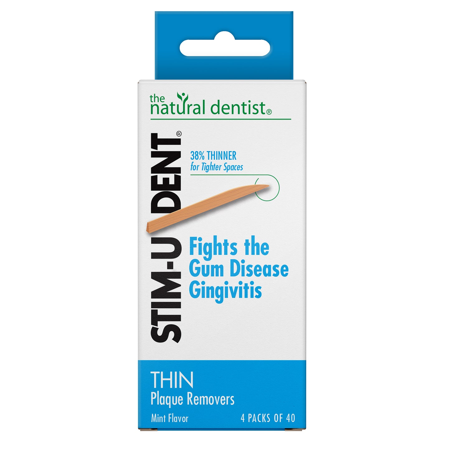 Stim-U-Dent Plaque Removers, Thin, Mint Flavor - 4 packets of 40 picks (160 picks)