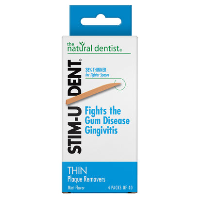 Stim-U-Dent Plaque Removers, Thin, Mint Flavor - 4 packets of 40 picks (160 picks)